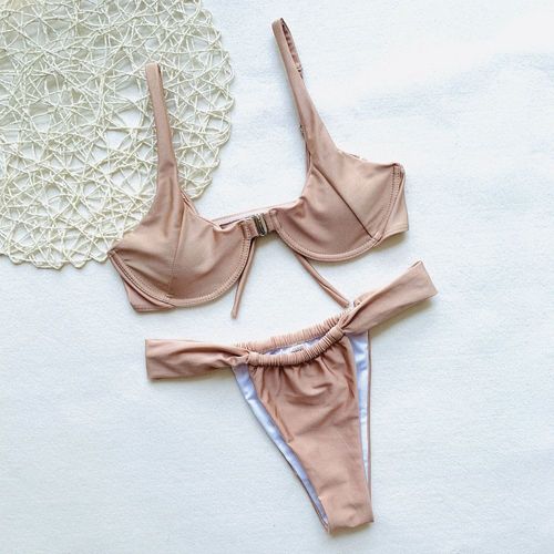 Maillot De Bain Brésilien Sexy Pour Femmes, Culotte Tanga, Couleur Unie, Micro Bikini, Ensemble Deux Pièces, Vêtements De Plage, Été, 2021