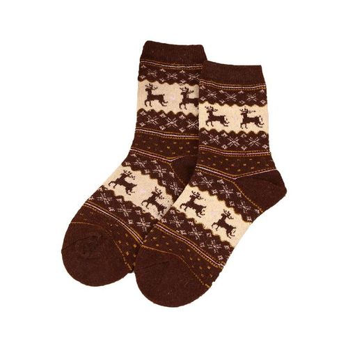 1 Paire De Chaussettes Chaudes En Laine Pour Femmes, 1 Paire, Chaussettes De Noël, Mi-Mollet, Flocon De Neige, Cerf, Confortables, Cadeau Pour Filles, Mignonnes
