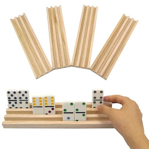 4 Pièces/Ensemble Domino En Bois Plateaux Domino Supports Pour Dominos, Domino Titulaires Pour Train Mexicain, Mahjong, Jeux De Domino