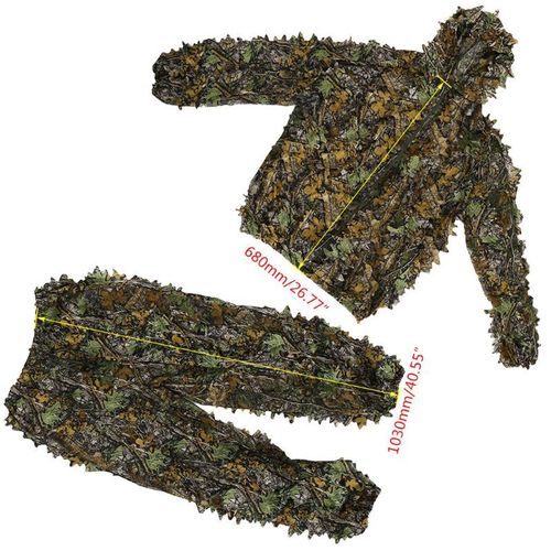 1 Ensemble De Vêtements De Chasse 3d, Manteau De Feuilles, Pantalon De Camouflage, Hauts De Plein Air, Vêtements D'entraînement Cs, Costume Pantalon, Veste À Capuche