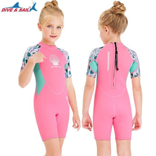 Combinaison En Néoprène Pour Enfants Et Jeunes, 2.5mm, Manches Courtes, Une Pièce, Pour Surf, Natation, Plongée, Garder Au Chaud Dans Le Dos, Fermeture Éclair, Pour Garçons Et Filles