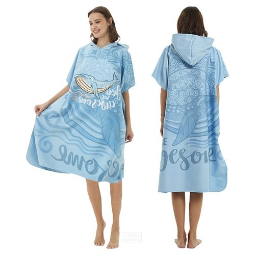 Grande Serviette De Plage En Microfibre Pour Hommes Et Femmes, Robe De Plage À Changement Rapide, À Capuche, Pour Le Surf, Poncho