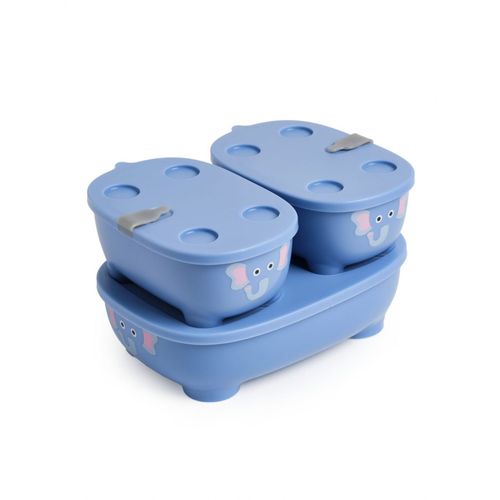 Set De 3 Lunch Box Empilables Bentomal - Bleu Eléphant - Prince Lionheart