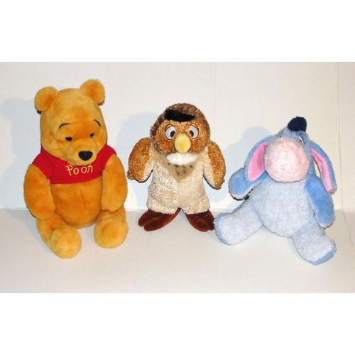 Winnie Et Ses Amis Nicotoy Disney - Lot 3 Peluches Doudou L'ours Winnie L'ane Bourrriquet Et Maitre Hibou