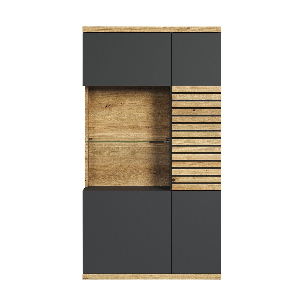 Buffet Haut Vitré 2 Portes Dont 1 Porte Avec Verre Trempé L80 Cm