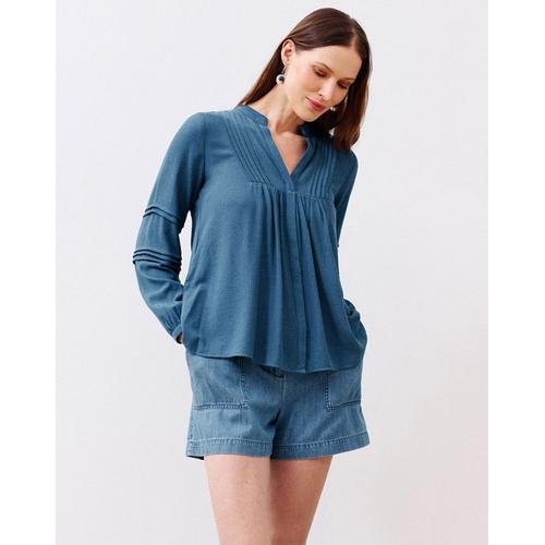 Blouse En Crépon Léa Pierre Bleu