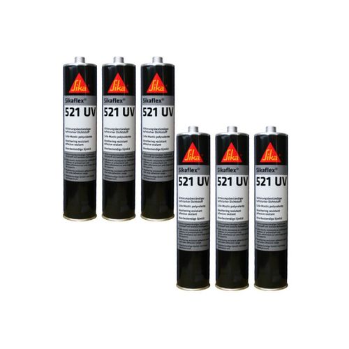 Lot de 6 colle-mastics hybrides SIKA Sikaflex 521 UV - Gris clair - 300ml