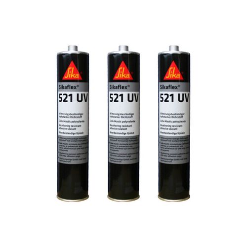 Lot de 3 colle-mastics hybrides SIKA Sikaflex 521 UV - Gris clair - 300ml