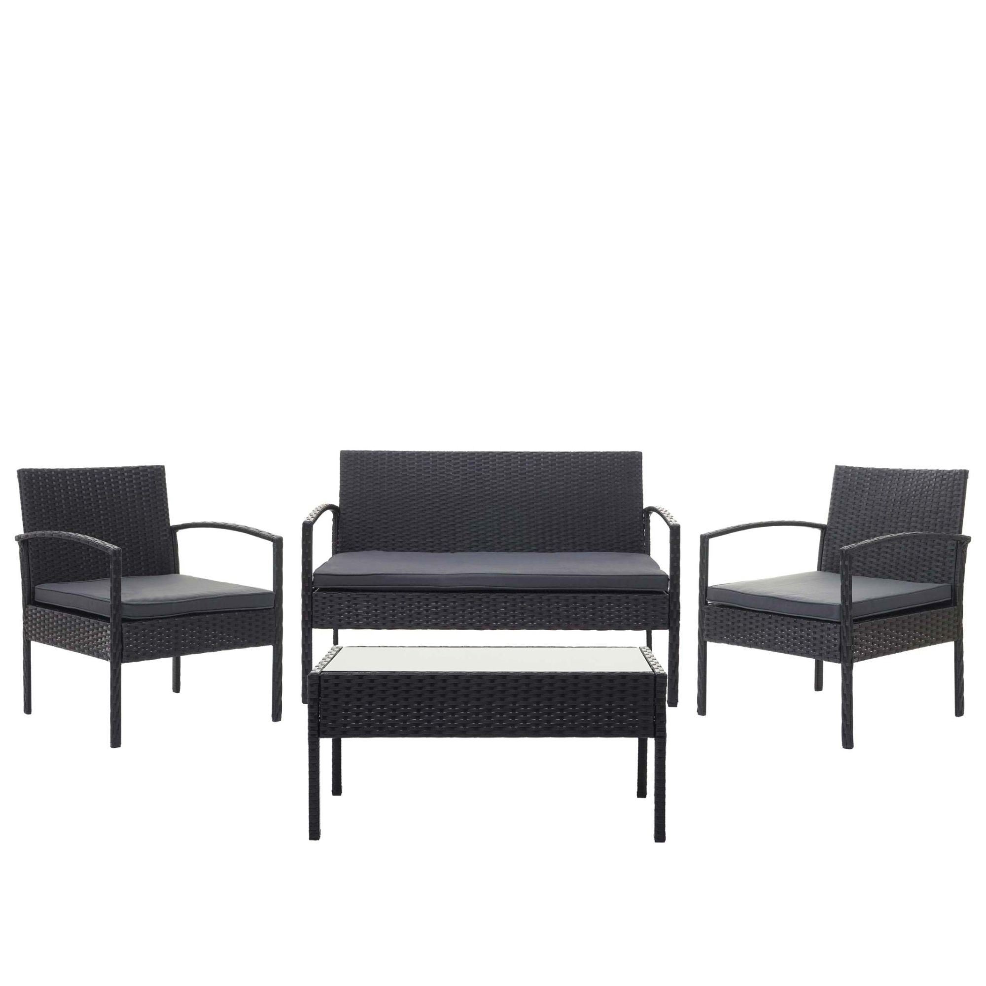 Salon De Jardin En Polyrotin Noir Pour Balcon Jardin Terrasse Jardi...