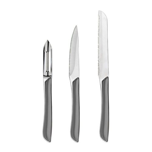 Eclat Gris - Set 3 Couteaux : Office, Éplucheur, Petits-Légumes