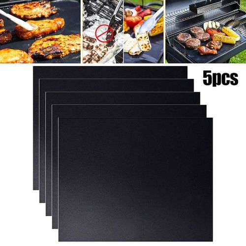 Tapis De Cuisson Pour Barbecue En Plein Air, 5 Pièces, Feuille De Cuisson Antiadhésive Pour Gril À Gaz, 400x330mm, Accessoires