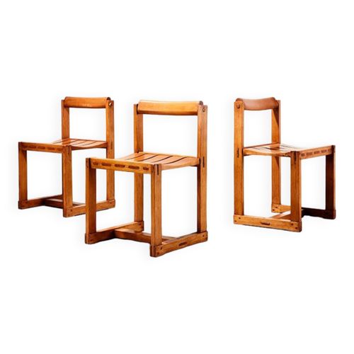 Edvin Helseth Attrib Ensemble De 3 Chaises De Salle  Manger En Pin Norvge Annes 1960 Bois