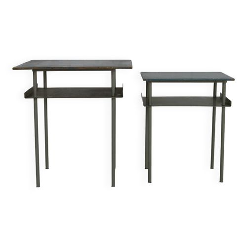 Ensemble De Deux Tables Daposappoint De Design Hollandais Par Wim Rietveld Pour Auping Holland Bleu