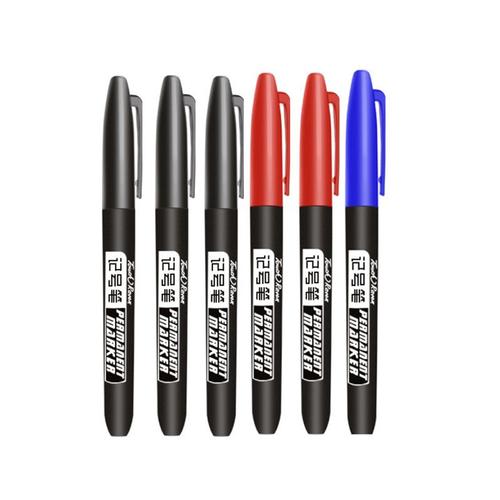 Marqueur-Feutre,6pcs Mix Color Set C--Stylo Marqueur Permanent, 6 Pièces/Ensemble, Pointe Fine, Étanche, Encre Fine, Noir, Bleu, Rou