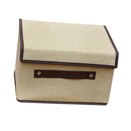 Boîte de Rangement Tissu Coton Panier Rangement Panier Boîte Rangement Stockage Chambre Beige S