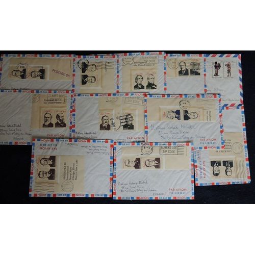 Etas-Unis Timbres Oblitérés Du Bloc-Feuillet "Ameripex 86" Sur 12 Lettres À Destination De La France