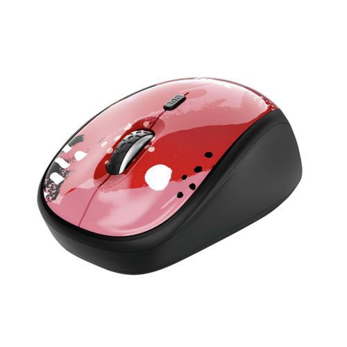 Trust Yvi - Souris - droitiers et gauchers - optique - 4 boutons - sans fil - 2.4 GHz - récepteur sans fil USB - rouge