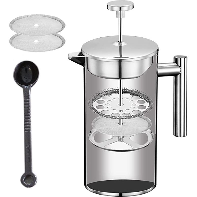 Cafetière expresso à Double paroi isolée en acier inoxydable, 1000ML, 8 tasses, bouilloire pour le thé ou la cafétéria, French Press