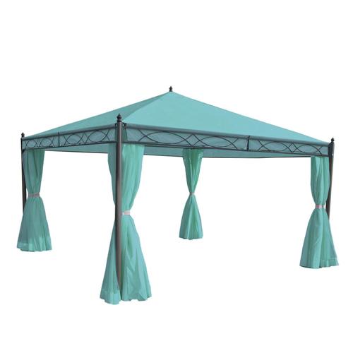 Pergola Tonnelle Pavillon De Jardin Cadre Stable De 7cm Avec Paroi Latérale Turquoise 4x4m 04_0004085