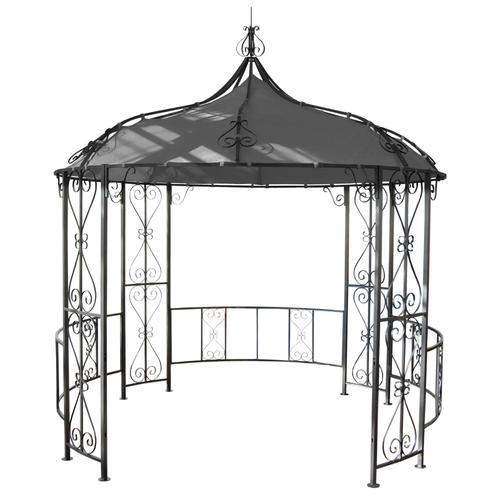 Pergola Pavillon Arche De Jardin Rond Tonnelle Chapiteau Tente De Réception Cadre En Acier Robuste Ø 3m Gris 04_0004060