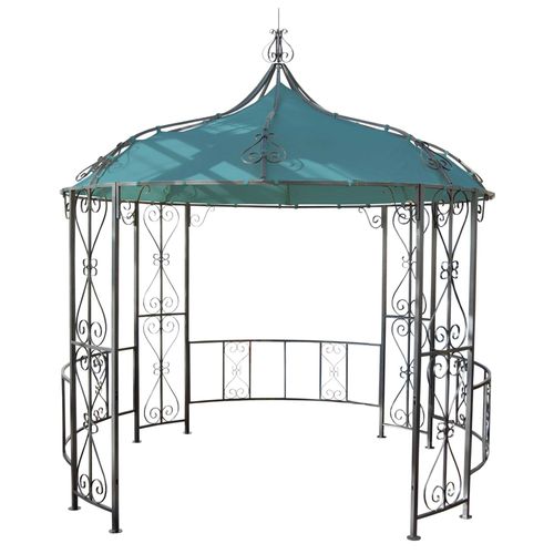 Pergola Pavillon Arche De Jardin Rond Tonnelle Chapiteau Tente De Réception Cadre En Acier Robuste Ø 3m Turquoise 04_0004063