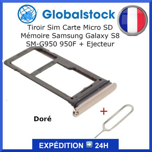 Tiroir Sim Carte Micro Sd Mémoire Pour Samsung Galaxy S8 Sm-G950 950f + Ejecteur Or