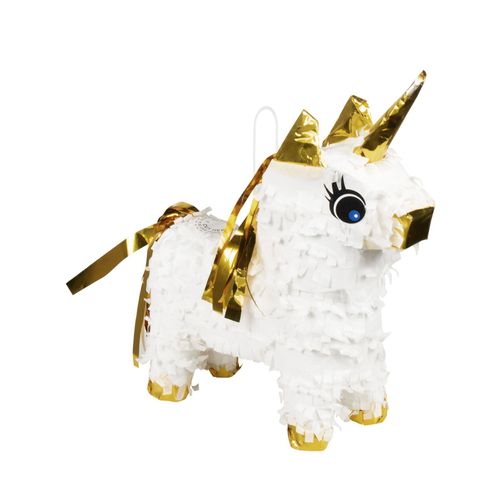 Mini Piñata Licorne Blanc Et Or 21 X 17 Cm