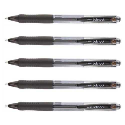 Uni-Ball Lot De 5 Stylos Bille Laknock Sn100/14 Rétract. Grip Pte Large 1,4mm Noir