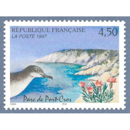 Timbre De 1997 Série «Nature De France» Parc De Port Cros Le Puffin Et La Lavande Maritime - Yvert & Tellier N° 3057