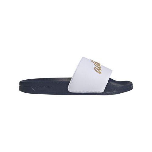 Claquettes Femme Adidas Adilette Shower Blanc / Or Métallisé / Bleu Navy