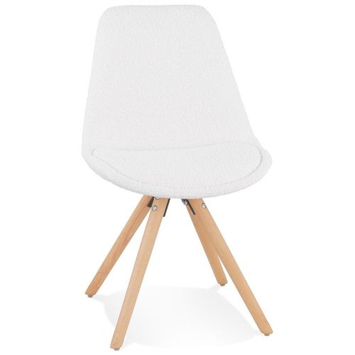 Chaise Design 'valentine' En Tissu Bouloché Blanc Style Scandinave