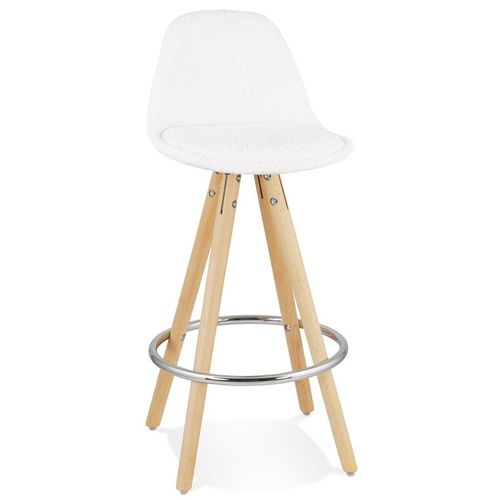 Tabouret Snack Mi-Hauteur 'florence Mini' En Tissu Bouloché Blanc Style Scandinave