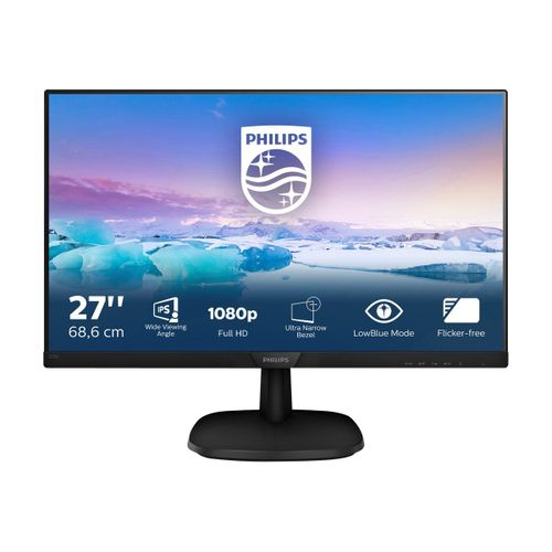 Philips V-line 273V7QDSB - Écran LED - 27" - 1920 x 1080 Full HD (1080p) @ 60 Hz - IPS - 250 cd/m² - 1000:1 - 5 ms - HDMI, DVI-D, VGA - noir texturé