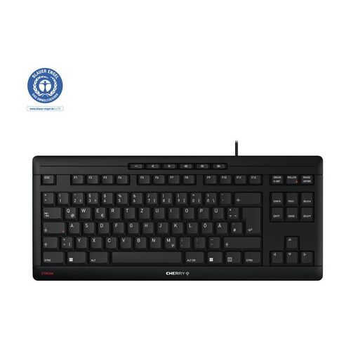 CHERRY STREAM CLAVIER TKL - Clavier - USB - QWERTZ - Allemand - commutateur : CHERRY SX - noir