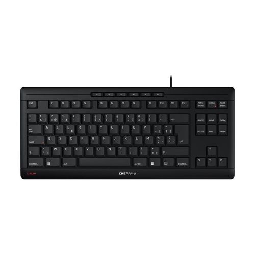 CHERRY STREAM CLAVIER TKL - Clavier - USB - AZERTY - Belge - commutateur : CHERRY SX - noir