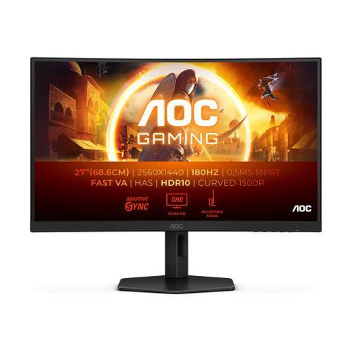 AOC Gaming CQ27G4X - G4 Series - écran LED - jeux - incurvé - 27" - 2560 x 1440 QHD @ 180 Hz - Fast VA - 300 cd/m² - 4000:1 - HDR10 - 0.5 ms - 2xHDMI, DisplayPort - noir