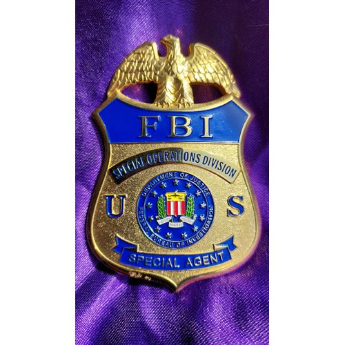 Badge Insigne Fbi Special Agent Special Operations Division Us En Métal 63 Grammes 7.1 Cm Objet De Décoration, Réplique Marque Bellingham & Carrington