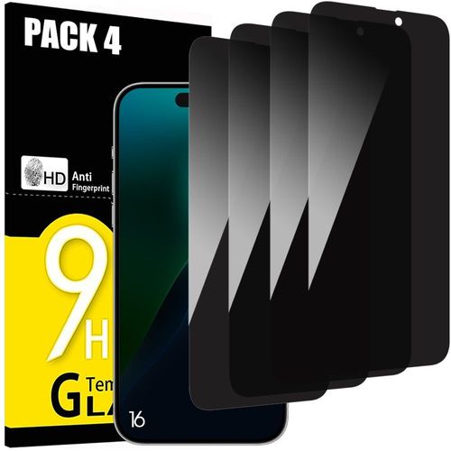 Lot De 4 Vitre Protection Verre Trempé Anti-Espion Iphone 16, Protection 9h Rigide - E.F.Connection