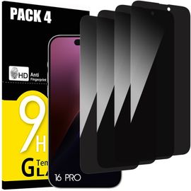 Verre Trempé Anti-Espion Pour Iphone 16 Pro, Lot De 4 Vitre Protection - E.F.Connection