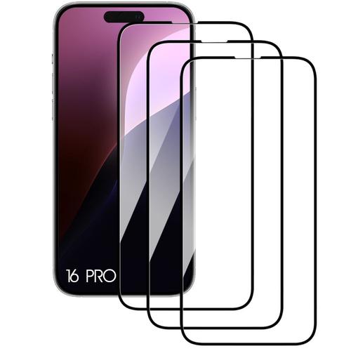 Lot 3 Verres Trempés Intégral Pour Iphone 16 Pro - Vitre Protection 9h Anti-Rayures - E.F.Connection