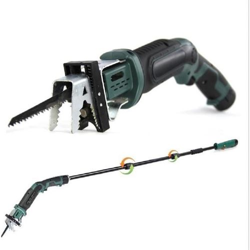Scie Sabre Sans Fil à Batterie Lithium 10,8 V - Télescopique 170 cm - Mâchoire de Serrage