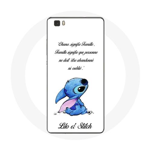 Coque Pour Huawei P8 Lite Lilo Et Stitch Ohana Citation Blanc