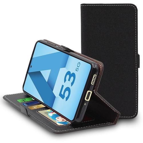 Ebeststar - Coque Pour Samsung Galaxy A53 5g Sm-A536b Etui Portefeuille Pu Cuir Porte-Cartes, Noir [Dimensions Precises Smartphone : 159.6 X 74.8 X 8.1 Mm, Écran 6.5'']