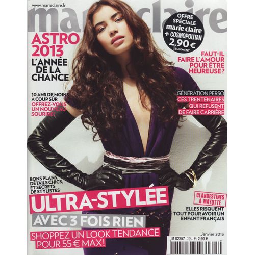 Marie Claire (Pocket) / 01-2013 N°725 : Valérie Lemercier (4p) - Nicolas Bedos (4p) - Damian Lewis (1p) - Laetitia Casta (8p Pub H&m) - Marine Delterme (1p)
