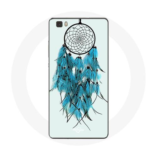 Coque Pour Huawei P8 Lite Attrape Rêve Bleu Fond Blanc