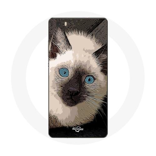 Coque Pour Huawei P8 Lite Chat Siamois Noir Et Blanc Aux Yeux Bleus