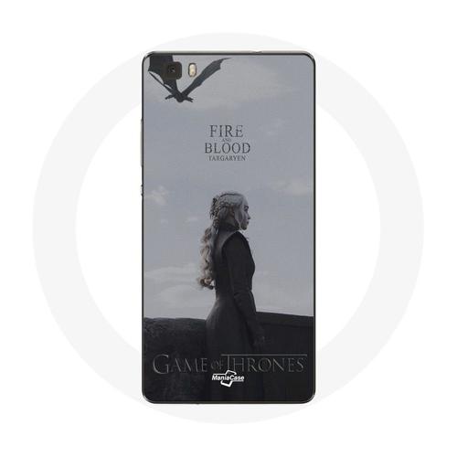 Coque Pour Huawei P8 Game Of Thrones Saison 8 Daenerys Targaryen Feu Et Sang Le Trône De Fer Logo Gris