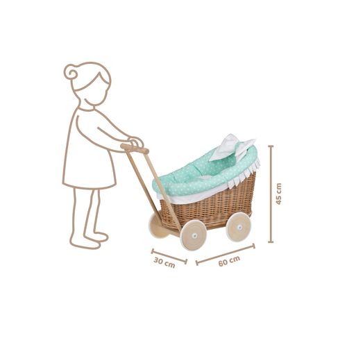 Landau-Poussette Pour Poupée En Osier Naturel