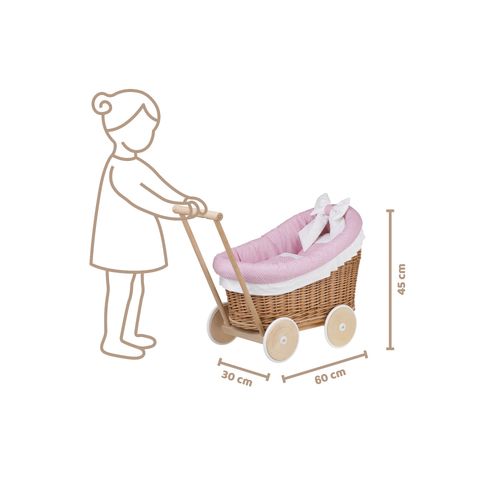 Landau-Poussette Pour Poupée En Osier Naturel