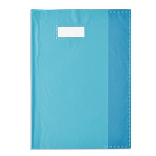 Elba Lot De 10 Protège-Cahiers Styl'sms A4 (21x29,7 Cm) Pvc 120 Avec Porte-Étiquette Bleu Turquoise